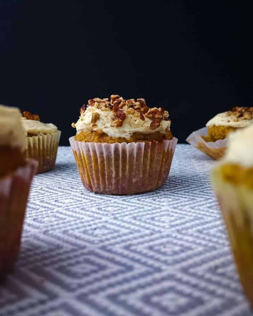 Low carb carrot cake cupcake with cream cheese frosting
