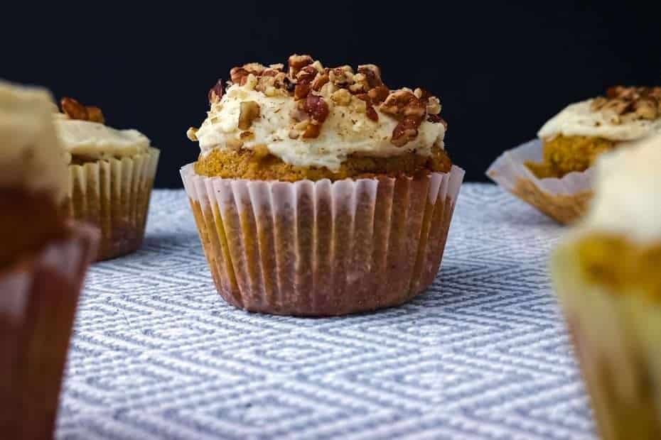 Low carb carrot cake cupcake with cream cheese frosting