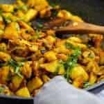 Celeriac Bhaji in a pan