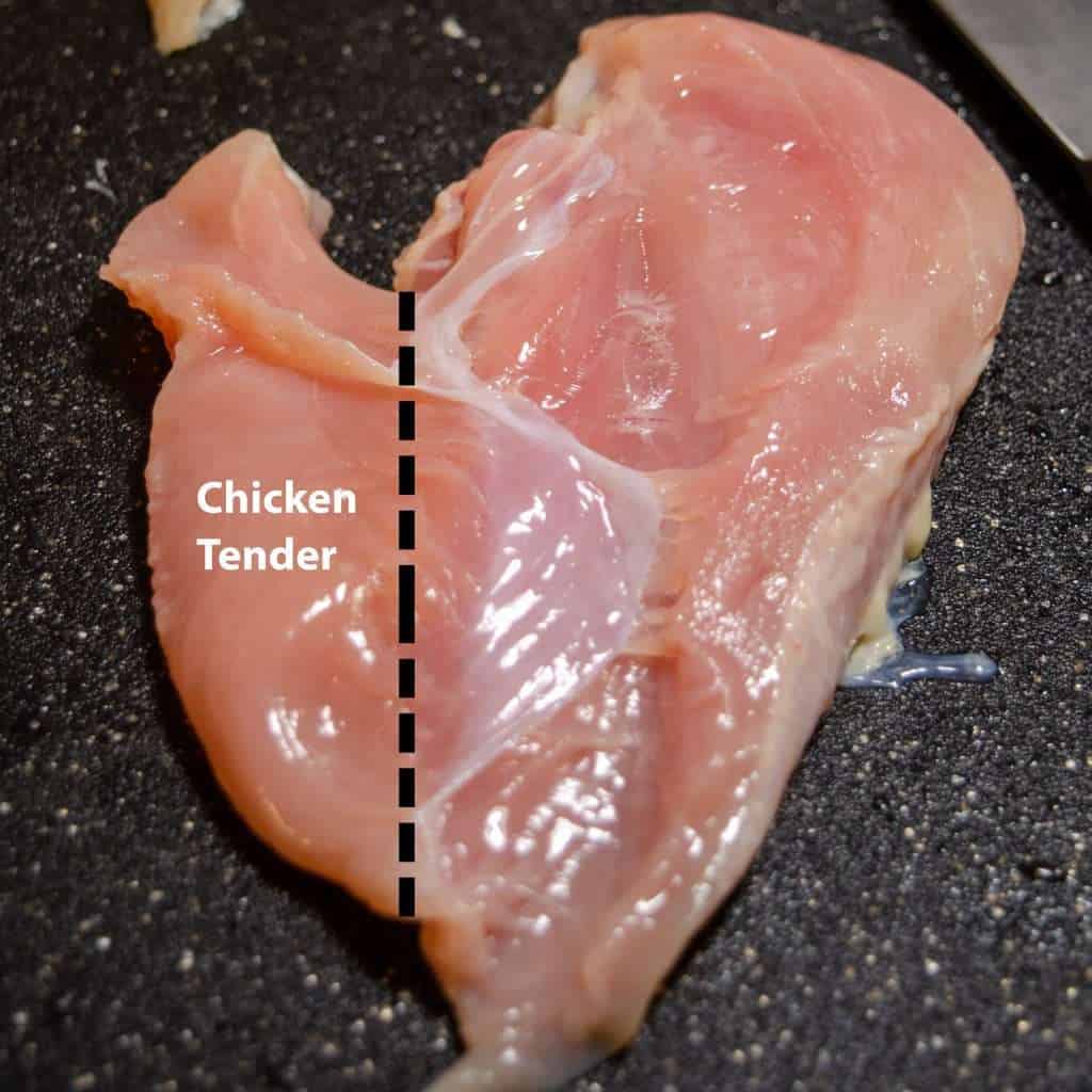 Chicien breast with Chicken tender shown