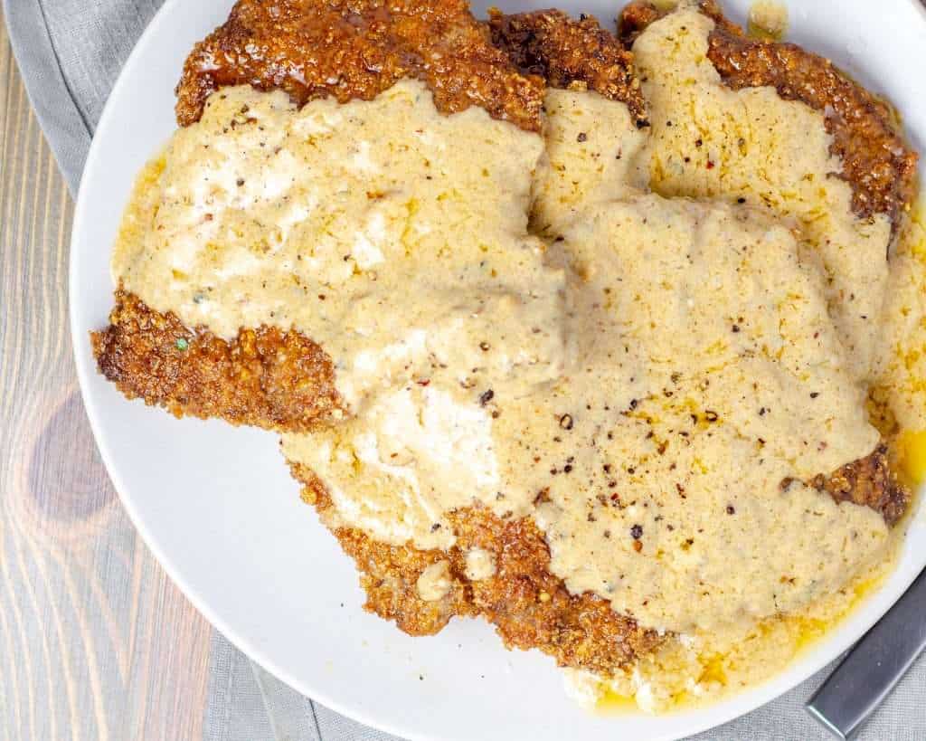 Country Fried Steak On a Plate From Above