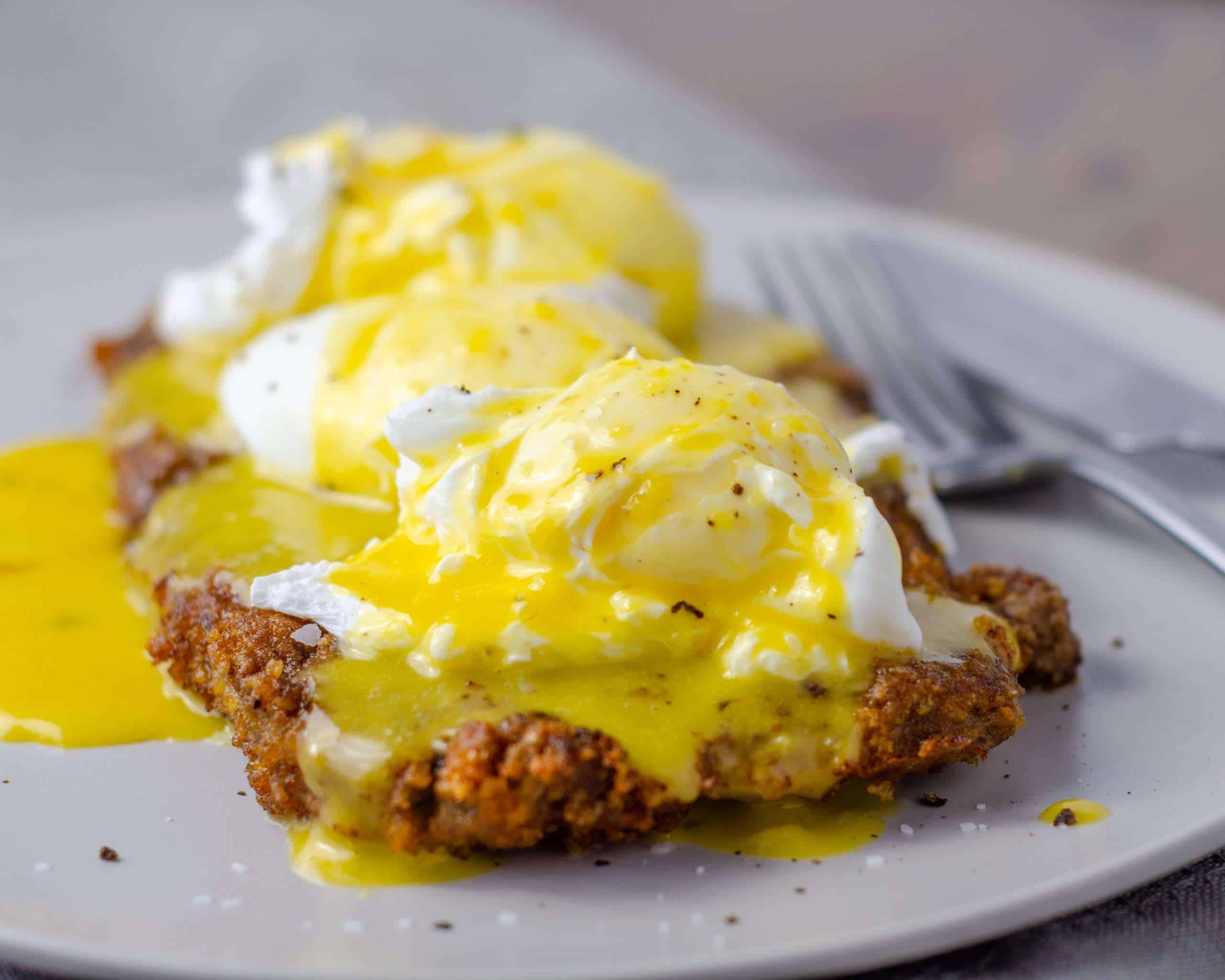 Country Fried Steak with Poached Eggs and Hollandaise