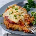 Baked Keto Chicken Parmesan with melted cheese
