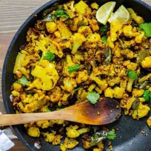 Keto Cauliflower Bhaji in a pan