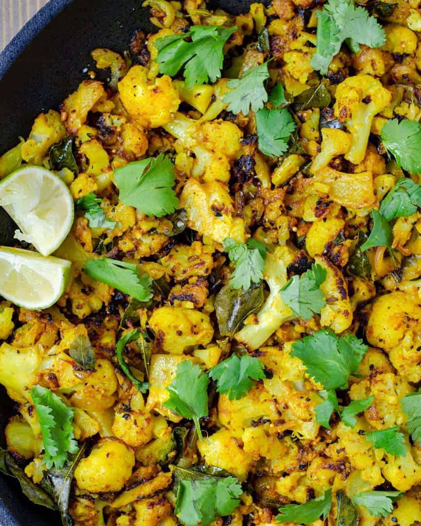 pan fried Indian cauliflower bhaji