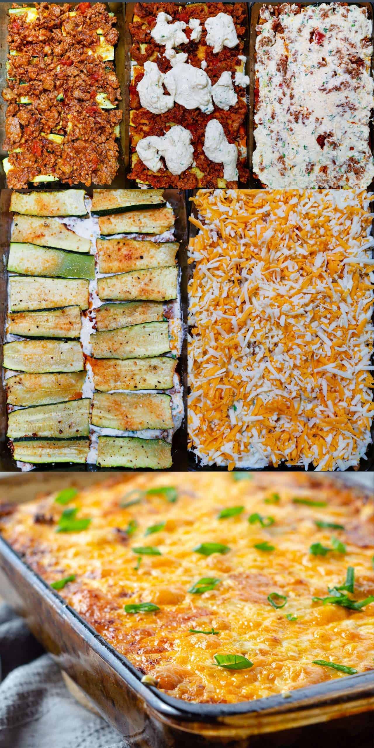 Recipe sequence image for layering keto zucchini lasagna