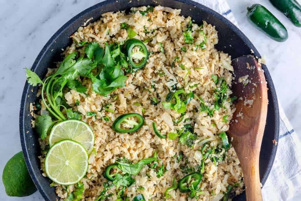 Keto cilantro lime rice food photography