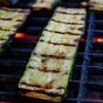 Grilled zucchini with perfect grill marks on the BBQ