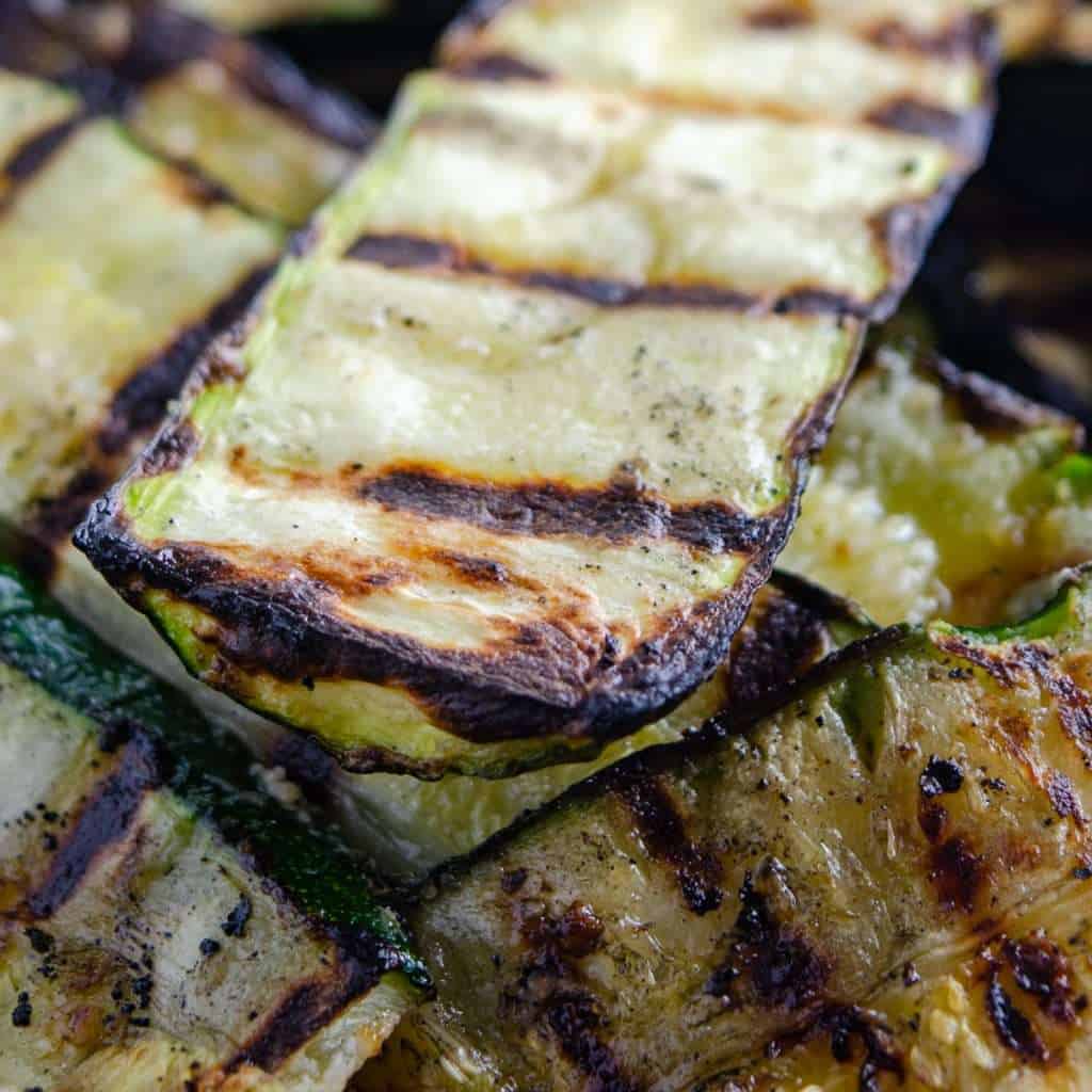 A pile of BBQ grilled zucchini