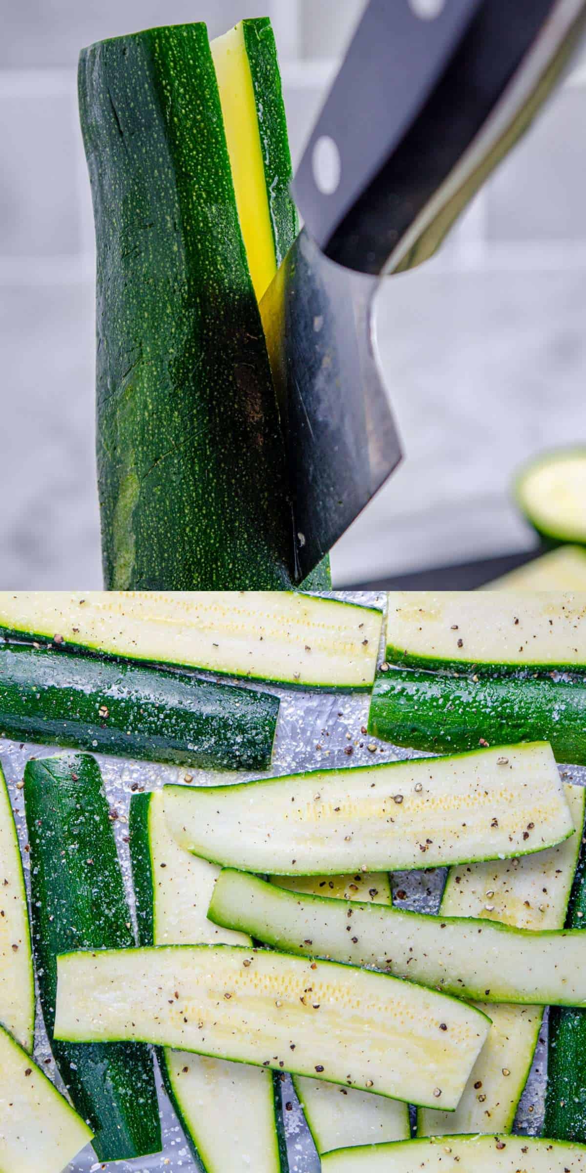 Slicing zucchini for grilling