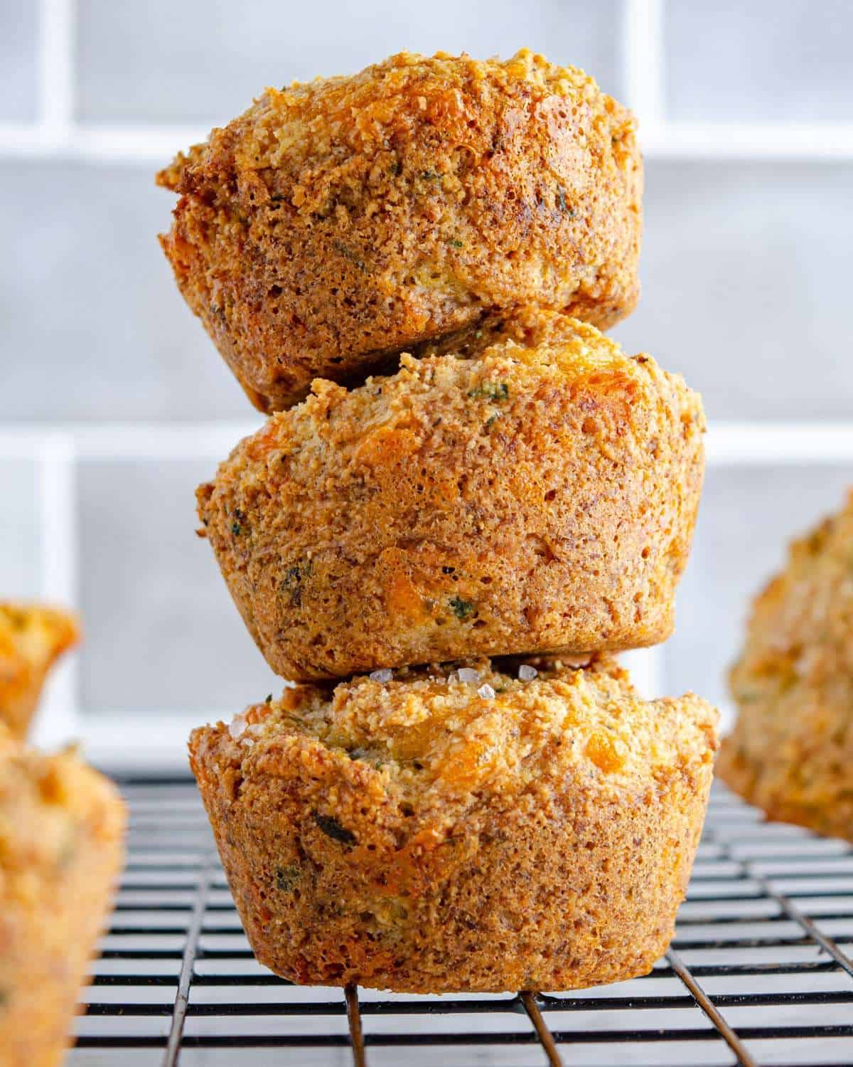 Stacked low carb almond flour cheddar biscuits