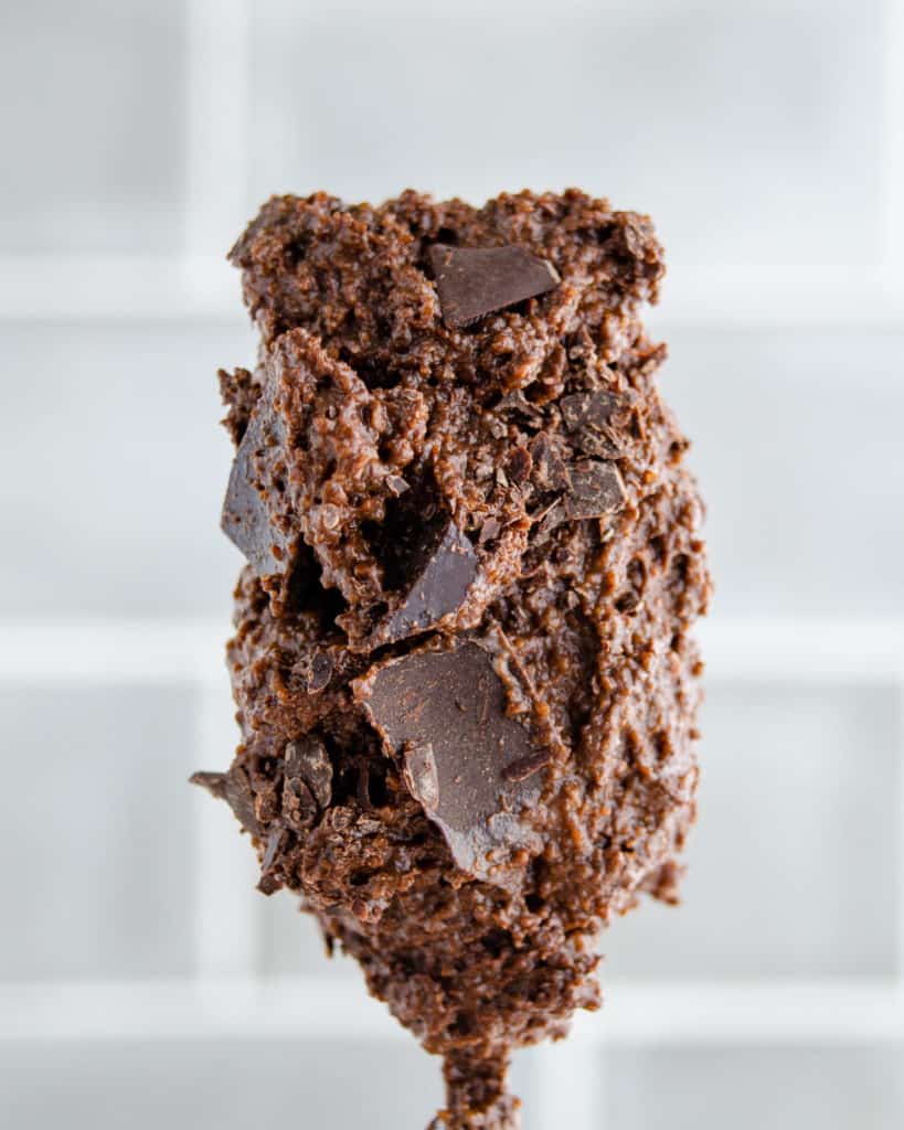 A spoonful of properly mixed keto two bite brownie dough