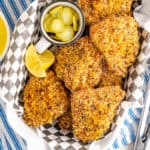Keto baked fried chicken in a dish