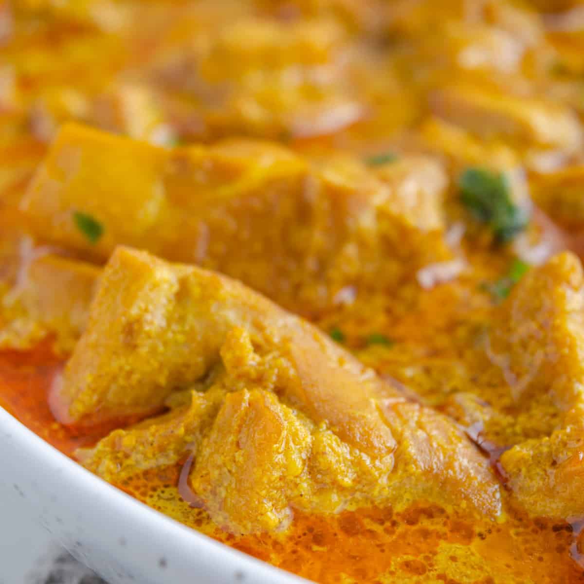 Boneless chicken in low carb yellow chicken curry