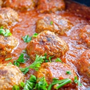 Low carb Italian meatballs in homemade tomato sauce