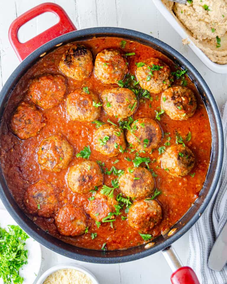 Homemade Italian Meatballs in Tomato Sauce (Keto, Gluten Free) - Yummy ...
